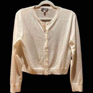 J. Crew Cashmere White Button Down Cardigan